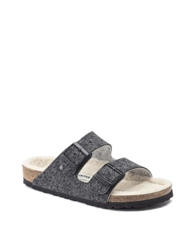 Birkenstock Womens Arizona Wool Felt Narrow Sandals Doubleface Grey Economisez 